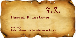 Hamvai Krisztofer névjegykártya